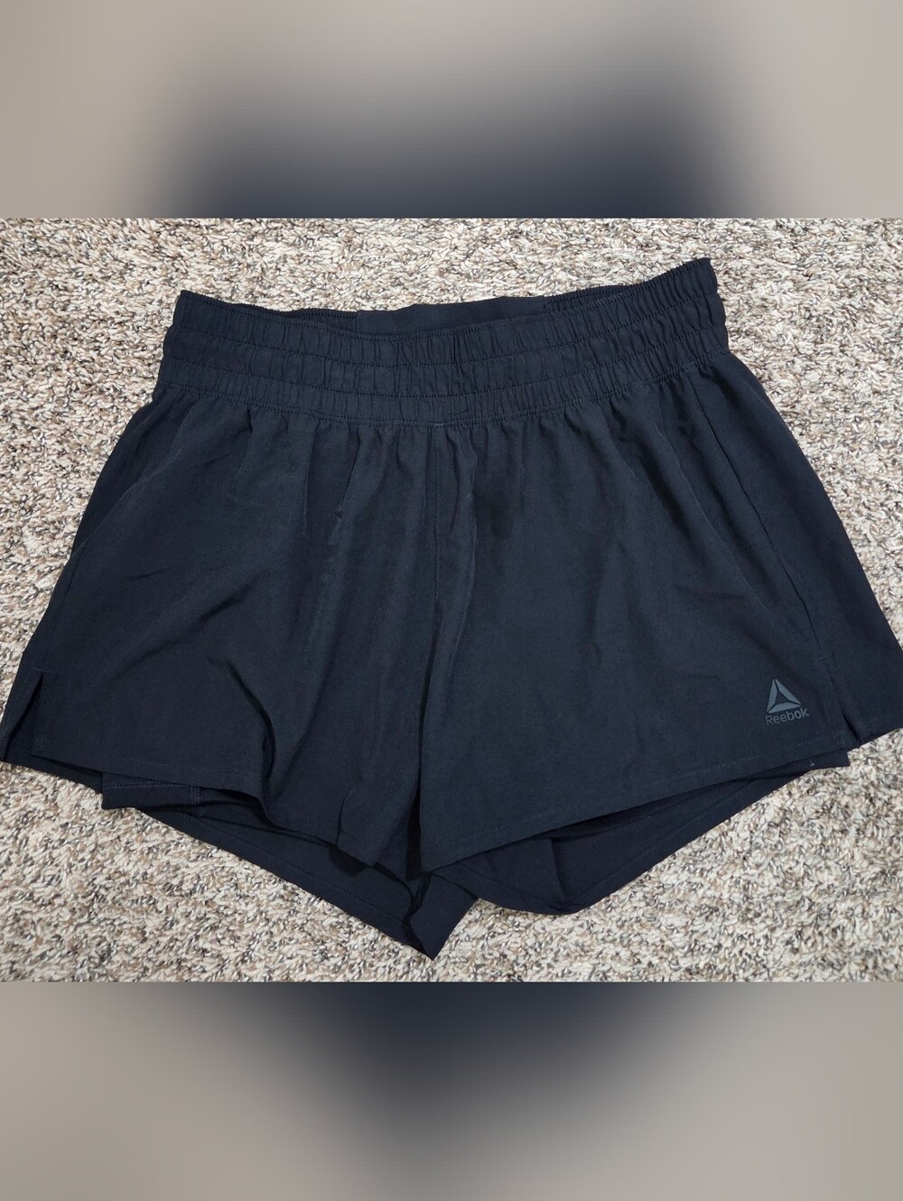 Reebok Black Elastic-Waist Athletic Shorts